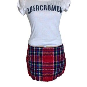 Y2K Abercrombie & Fitch Micro Skirt Plaid Juniors Size 2 Clueless Mcbling Rare